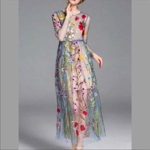 see through flower dress